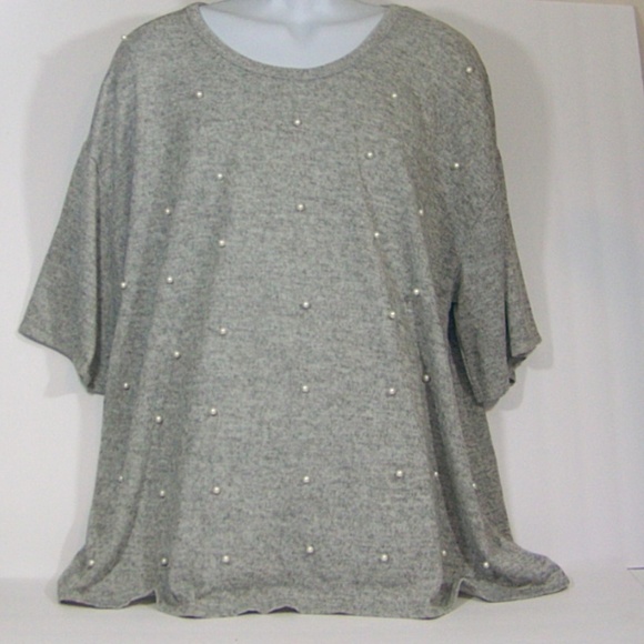 Lane Bryant Sweaters - Lane Bryant Pearl Embellished Grey Sweater 22-24